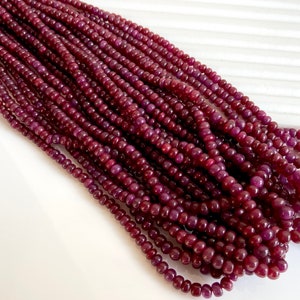 Afrikaanse robijn gladde ronde roundel kralen ~ 16 inch strand lengte ~ edelsteen kralen voor het maken van sieraden ~ 4 mm tot 4,5 mm kralen ~ Red Ruby Gem