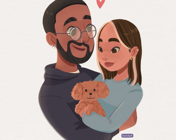 Personalized Art Portrait Custom Gift For Wedding Family Valentines Day