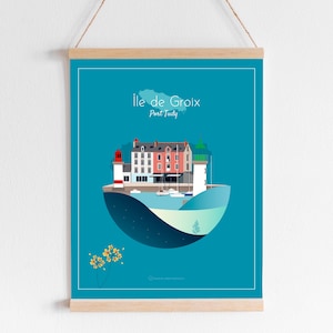 Affiche île de Groix, Lorient, Morbihan, poster Bretagne 30x40 cm, art mural