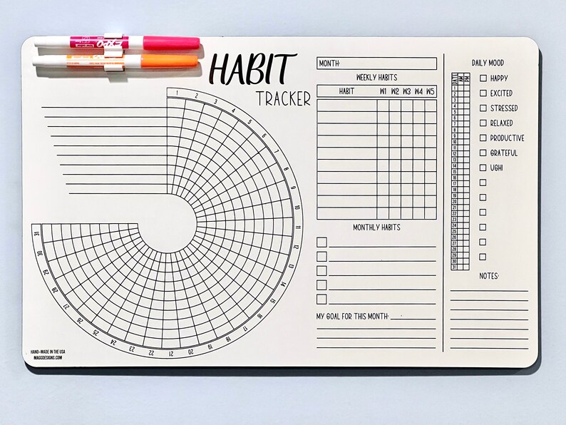 Dry Erase Habit Tracker Mood Tracker Reusable Whiteboard Etsy UK