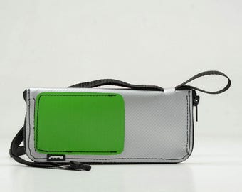 Recycled Truck Tarp Wallet • Large Zipper • Upcycled Eco-Friendly Travel • Unique Handmade #02