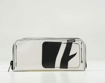 Recycled Truck Tarp Wallet • Large Zipper • Upcycled Eco-Friendly Travel • Unique Handmade #07
