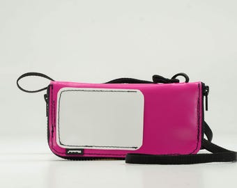 Recycled Truck Tarp Wallet • Large Zipper • Upcycled Eco-Friendly Travel • Unique Handmade #01