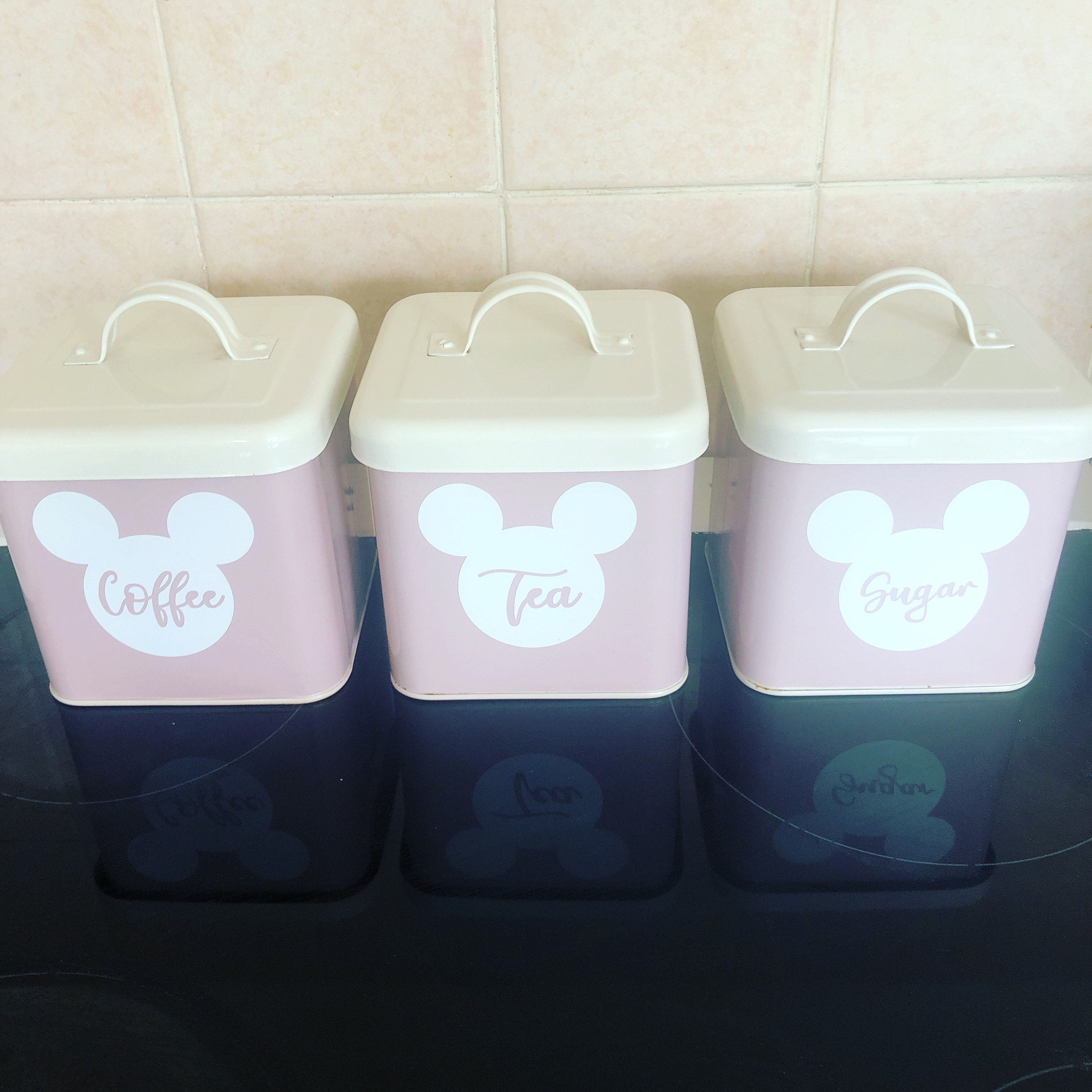 Disney Mickey Mouse tea coffee sugar canister JARS labels Etsy