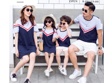 Sailor Set Couple Family Wear Mother Daughter dresses Boy Dad T-Shirts Apparel Dress Tee T-shirt Men Women Girl Clothing