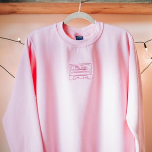 Softest, baby pink sweatshirt with cute, funny  embroidery. Retro embroidery .Perfect as a present.