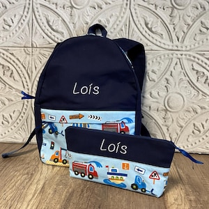 Lot sac à dos + trousse école personnalisé MOTIF AU CHOIX