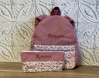 Lot sac à dos + trousse école personnalisé MOTIF AU CHOIX