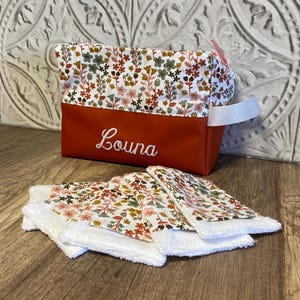 Lot Trousse De Toilette Personnalisée & 5 gants de toilette enfant MOTIF AU CHOIX