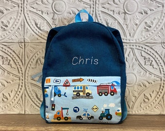 Personalized children's backpack in velvet PATTERN OF YOUR CHOICE