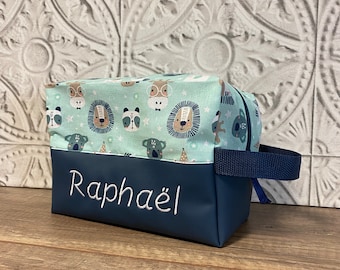Personalized JUNGLE faux leather toiletry bag