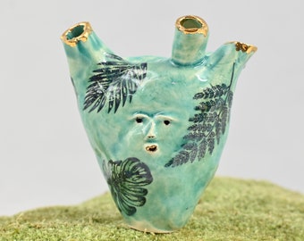 Ceramic creature handmade ceramic glazed figurine ceramic sculpturemagic formceramic creaturehornsmushroomsgift