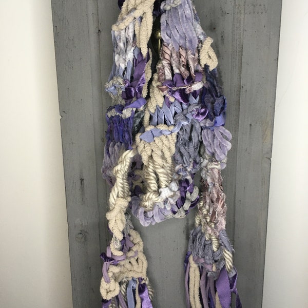 Chunky Handmade Rag Scarf Hand Knitted Boho