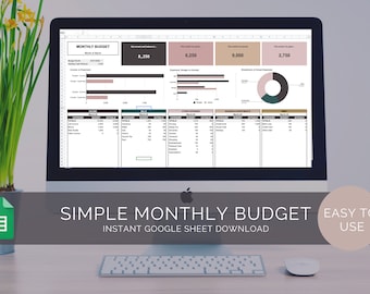 Simple Monthly Budget Spreadsheet | Budget Template | Personal Finance | Google Sheets Budget Template