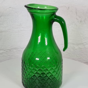 Vintage Green Glass Pitcher / Carafe