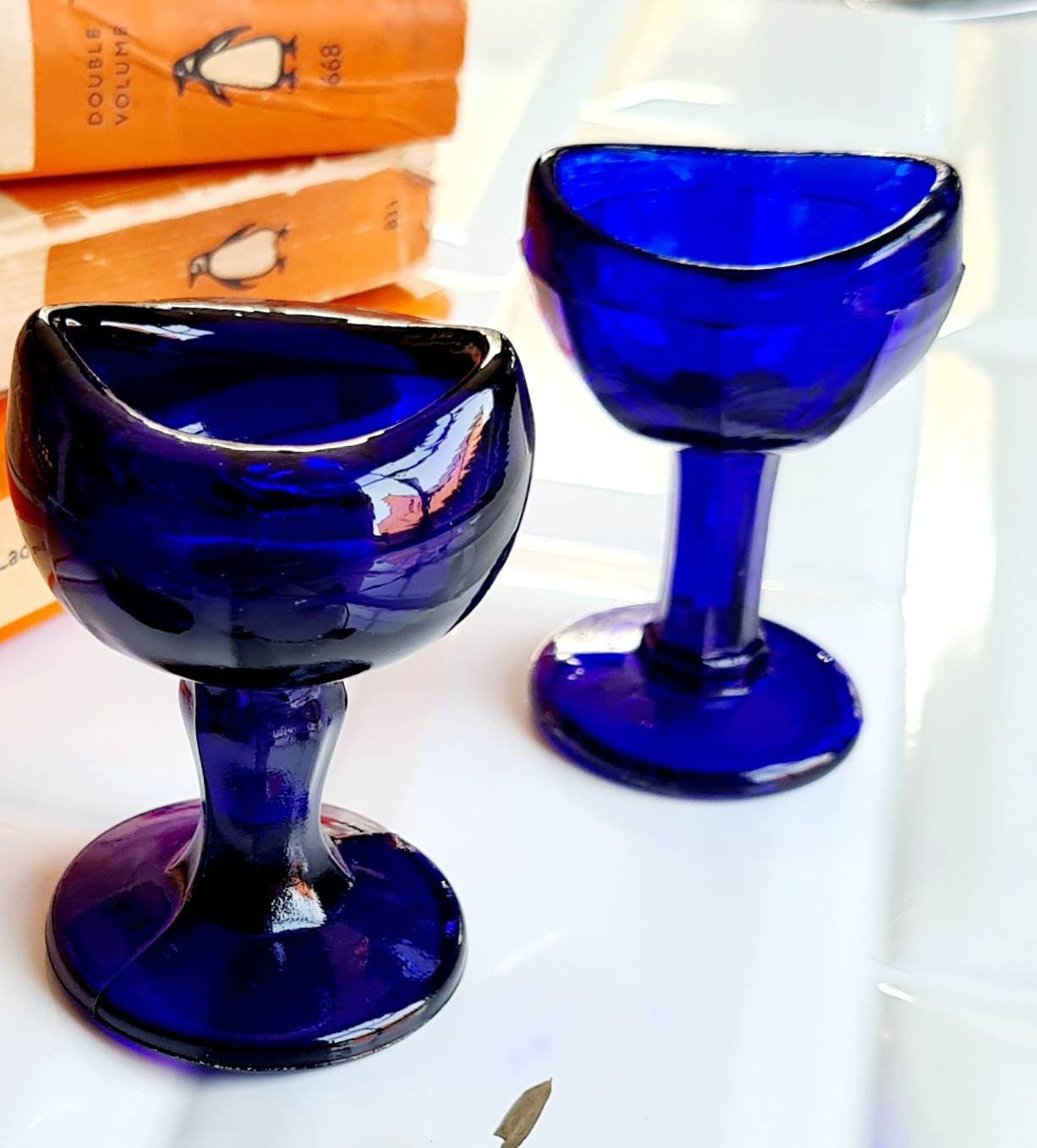 Three Vintage Cobalt Blue Glass Eye Baths Etsy
