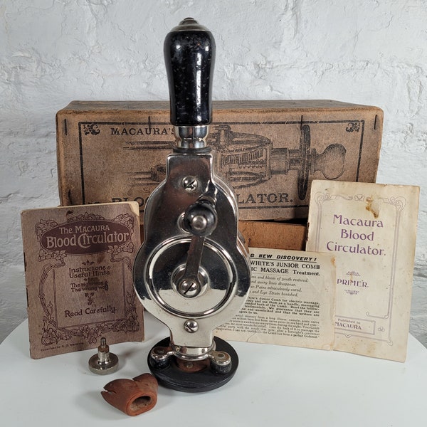 Antique Dr Macaura’s Blood Circulator with Original Instructions and Correspondence / Pulsocon / Quack Medical Massage Device