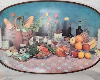 Fabulous 1950's Vintage Tray / Wall Art / Kitsch Wall Art / Vintage Kitchenalia