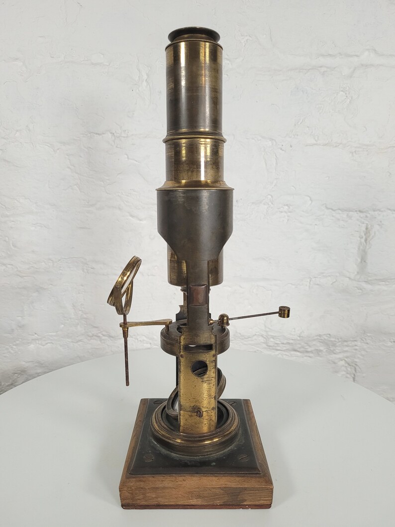 Antique Decorative Brass Drum Microscope / Decorative