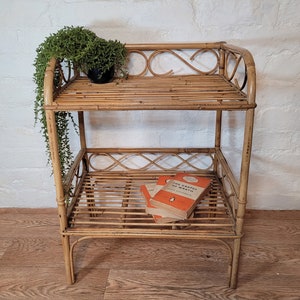 Vintage Bamboo Table Unit / Vintage Bamboo / Bamboo Table / Bamboo Bedside Cabinet / Bamboo Home Decor