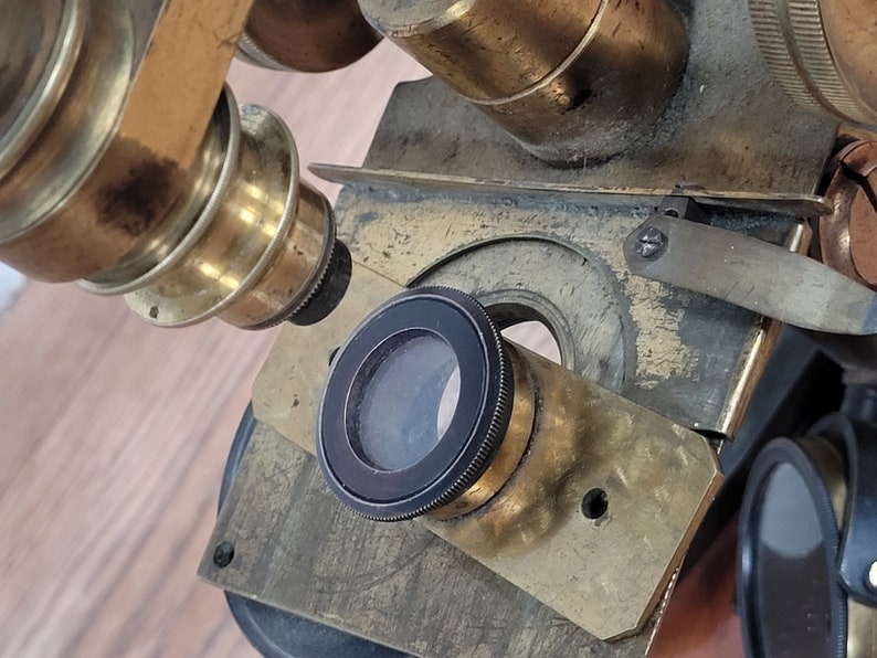 Antique Microscope / Victorian Brass Bar-limb Microscope With ...