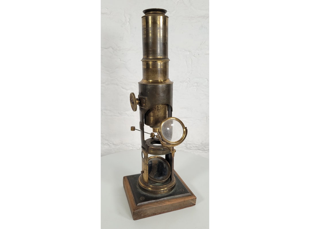 Antique Decorative Brass Drum Microscope / Decorative