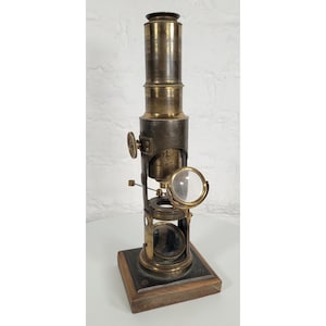 Antique Decorative Brass Drum Microscope / Decorative Georgian Microscope with Accessories / Antique Microscope / Brass Microscope