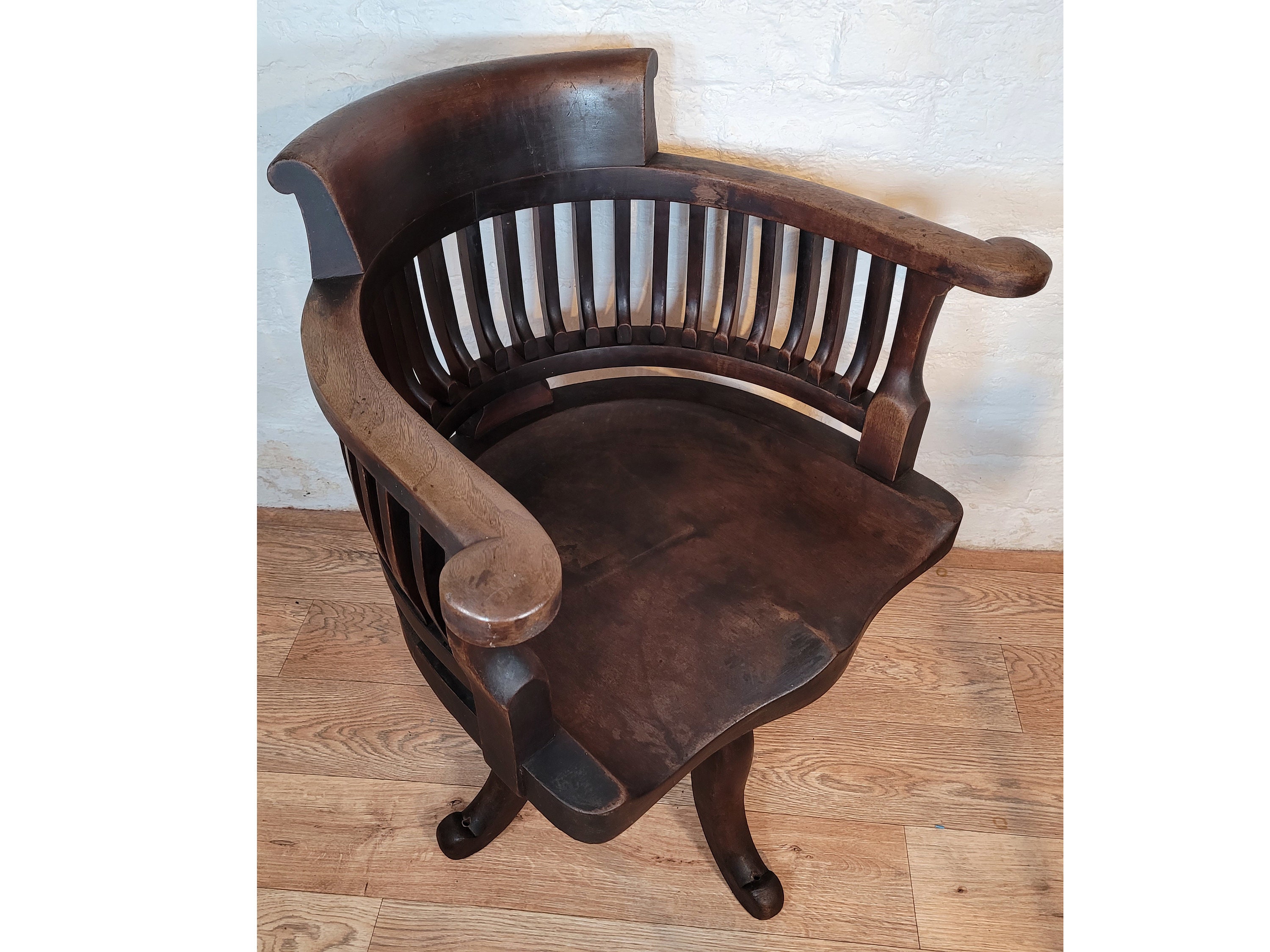 Antique Banker s Chair Antique Wooden Revolving Chair Etsy UK