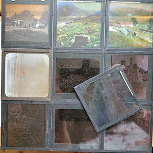 10 Antique Magic Lantern Slides / Magic Lantern Slides / Scenic Magic Lantern Slides / Rural Scenes / Architecture / Village Life