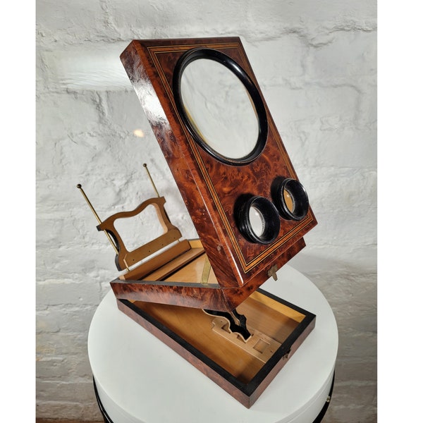 Antique French Table Top Graphoscope and Postcard Viewer / Antique Stereo Card Viewer / 3D Images