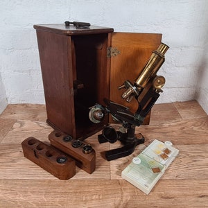 Large Antique / Vintage Brass Microscope by Bausch and Lomb
