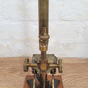 Antique Microscope / Victorian Brass Bar-limb Microscope With ...