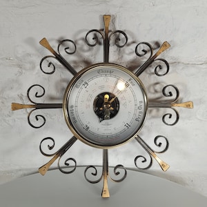 Vintage Circular Barometer / Vintage Wall Barometer / Starburst / Decorative Wall Hanging
