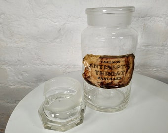 Frasco de boticario de vidrio antiguo / Frascos de farmacia antiguos / Vidrio antiguo