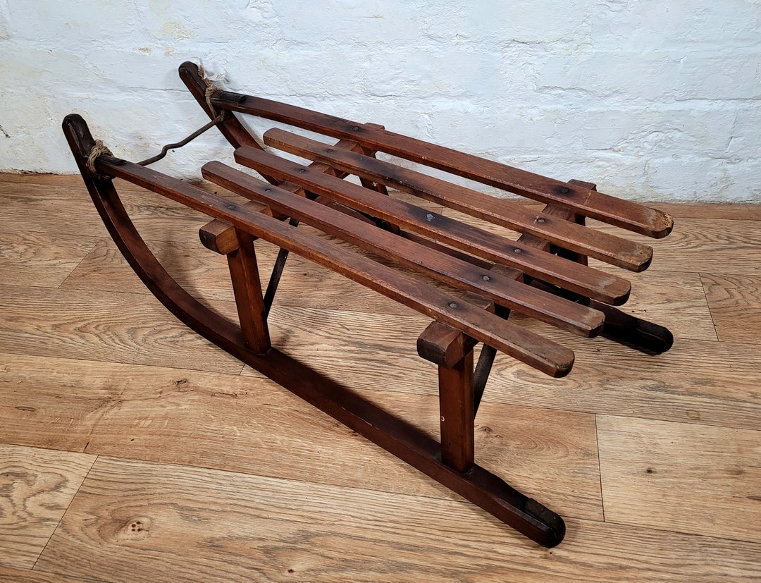 Swiss Wood Sled ~ DAVOS Sledge ~ Bentwood Slat Sled With