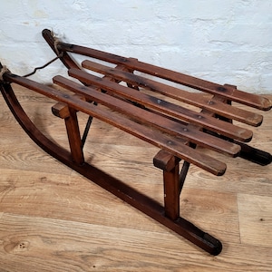 Vintage Wooden Sleigh / Vintage Child&#39;s Sleigh / Wooden Sledge / Decorative Children&#39;s Toy