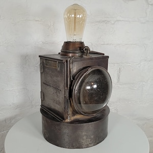 Antique Converted LNER Railway Lamp / Industrial Lamp / Edison Bulb