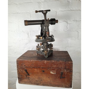 Vintage Stanley Theodolit in Original Holzbox / Vintage Theodolit aus Messing / Vermessungsinstrument
