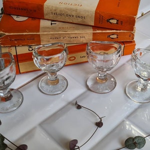 Four Antique Clear Glass Eye Baths
