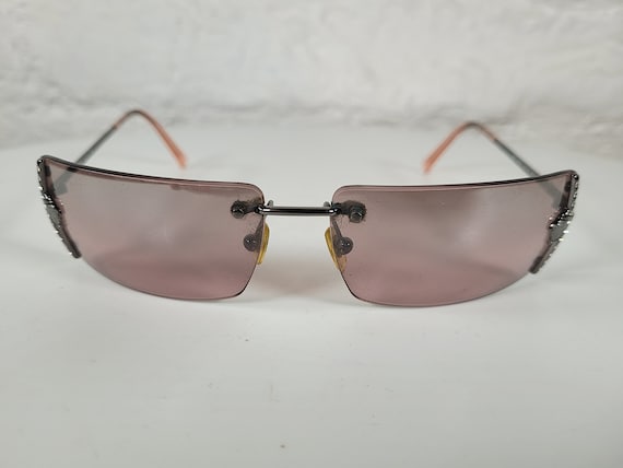最終値下げ00s versace rimless sunglasses y2k Vintage Versace Pink Sunglasses / Y2K Sunglasses / Rimless