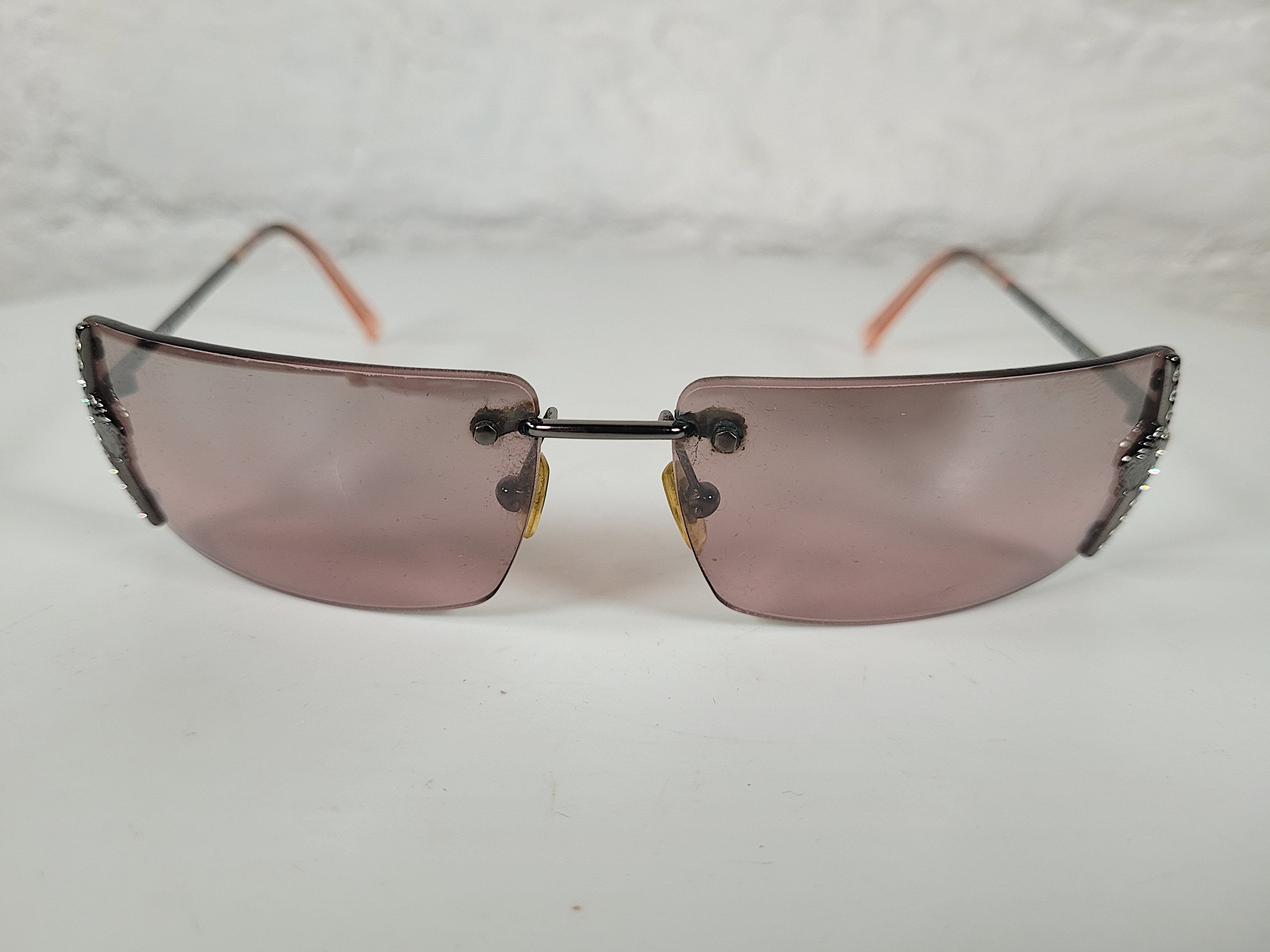 Versace Sunglasses 2000s Vintage Squared Rimless Metal 2026