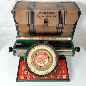 Antique Simplex Model A Typewriter in Original Box / Toy Typewriter / Antique Typewriter