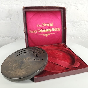 Antique British &quot;Brical&quot; Money Calculator in Presentation Case / Mechanical Calculator