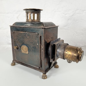 Antique Magic Lantern / Tin Magic Lantern / Antique Tin Toy