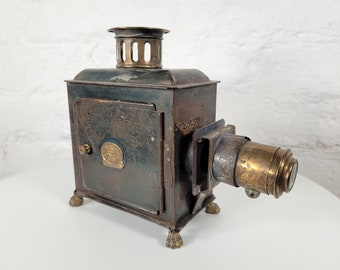 Antique Magic Lantern / Tin Magic Lantern / Antique Tin Toy