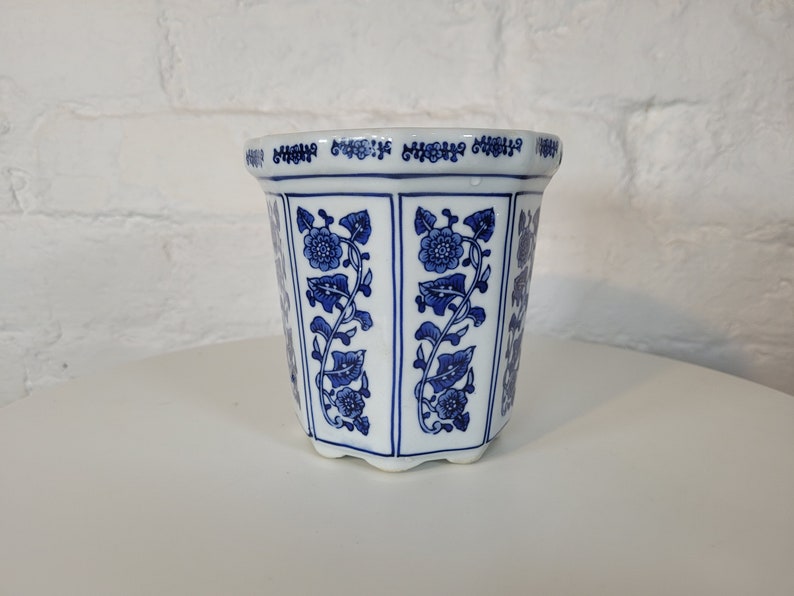 Vintage Blue and White Chinese Plant Pot / Plant Holder / Etsy