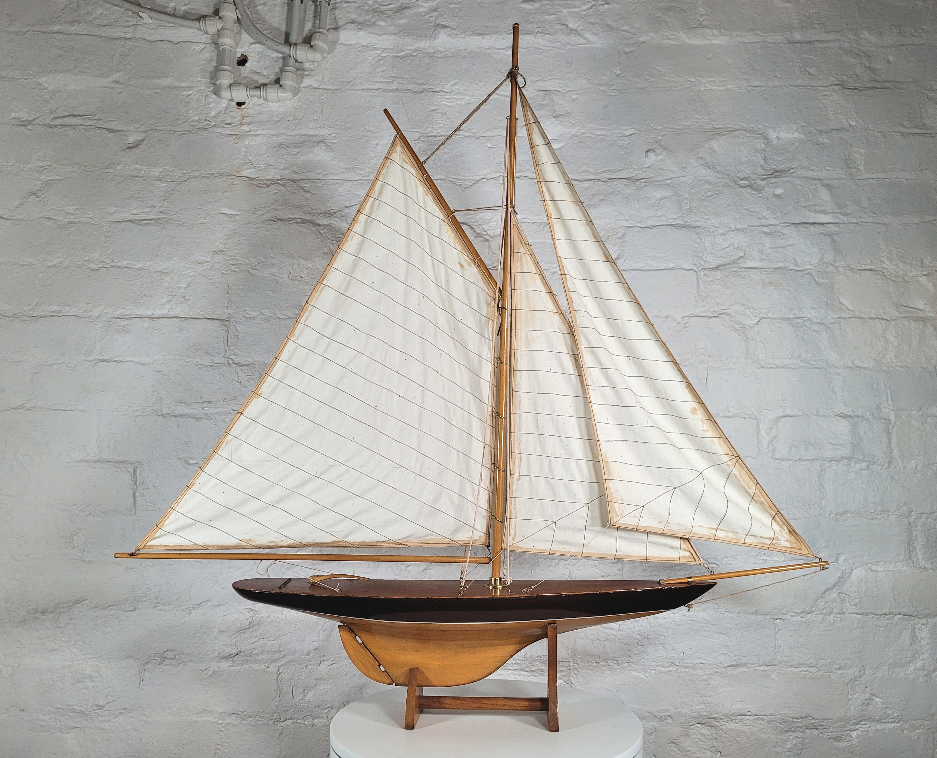 Very Large Vintage Wooden Pond Yacht on Stand / Sailing / Etsy UK
