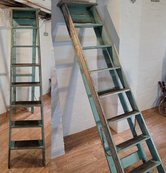 Antique Rustic Wooden Library Ladders / Shop Ladders / Library Etsy