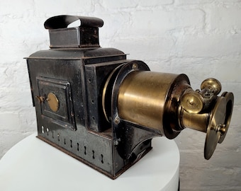 Victorian Magic Lantern in Original Wooden Case / Antique Pamphengos Magic Lantern / Antique Projector
