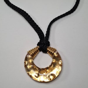 Vintage 1995 Christian Dior Dolce Vita Gold Coloured Pendant on a Black Nylon Choker